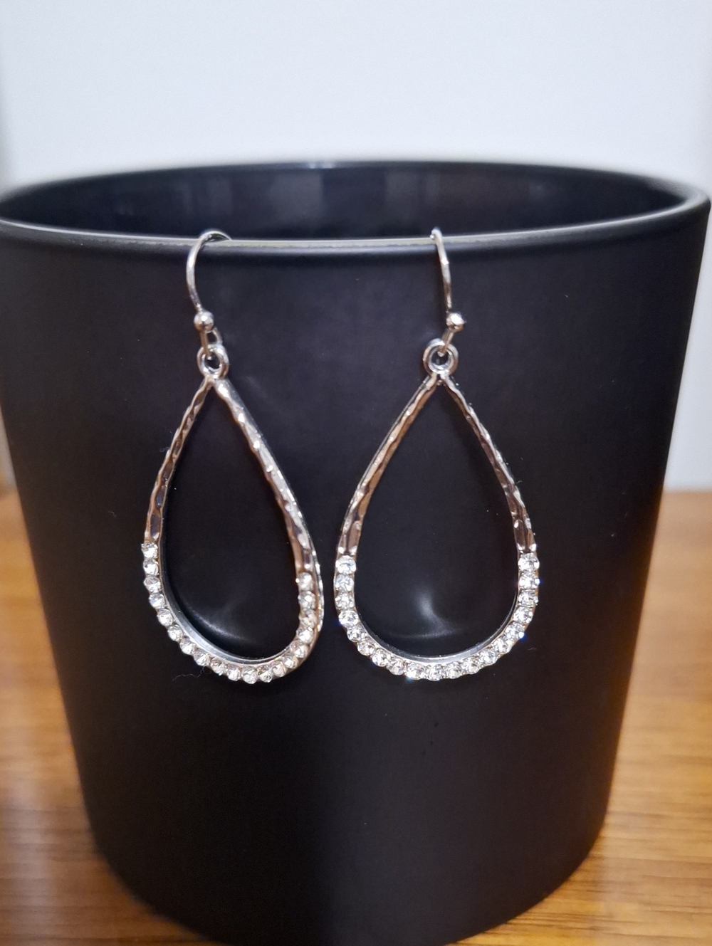 Silver Rhinestone Teardrop Earrings Like New